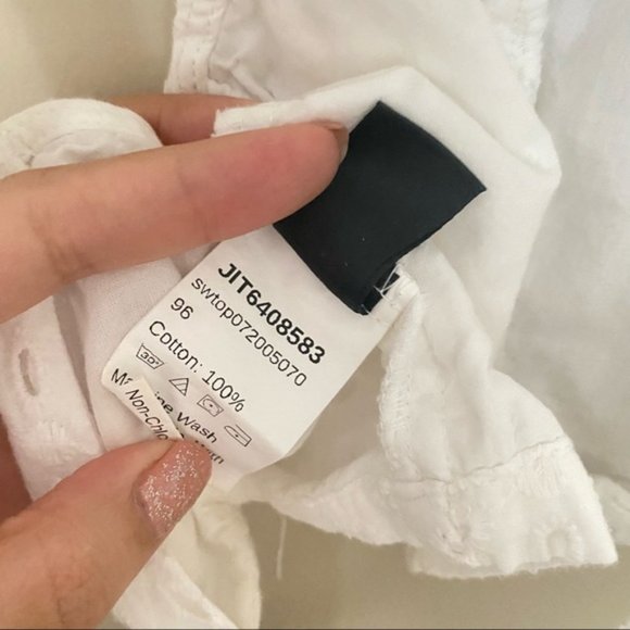 SHEIN White Eyelet Flutter Sleeve Tie Back Crop Top - Picture 7 of 8